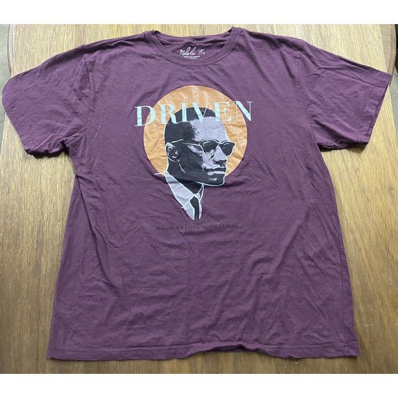 Malcom X Driven Purple Graphic Crew Neck Tee XXL - Picture 1 of 6